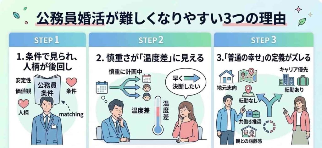 公務員婚活が難しくなりやすい3つの理由